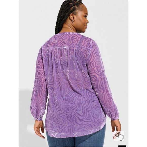 Torrid Velvet Zebra Burnout Pullover Long Sleeve Blouse - Picture 3 of 9
